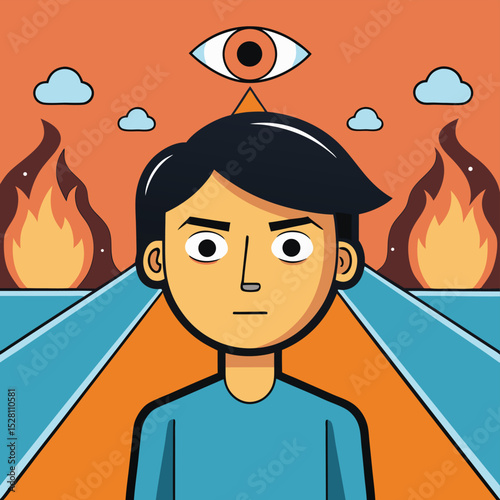 A person looking straight ahead, eyes burning with intense determination and purpose.