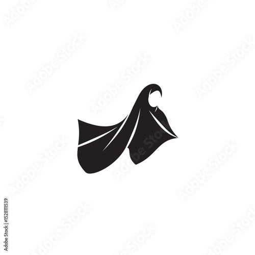 Black silhouette of a woman in hijab elegant islamic fashion icon