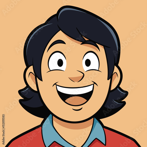 A person with a confident, joyful smirk, conveying playful self-assurance and happiness.