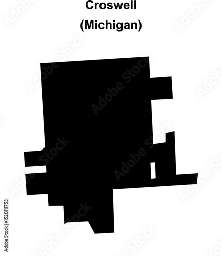 Croswell (Michigan) blank outline map