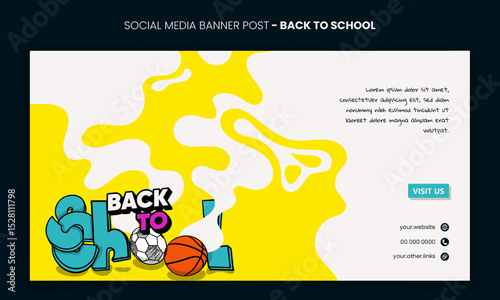Back to school. back to school banner template with school typography and flat smoke design