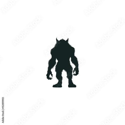 Silhouette illustration of a monster or creature standing on two feet