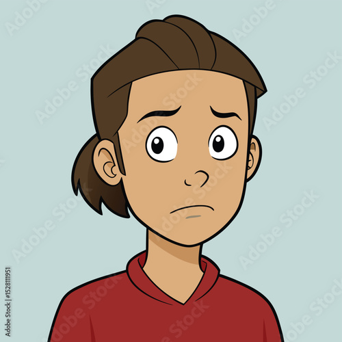 A person with a furrowed brow, head tilted slightly, conveying deep concentration or concern.