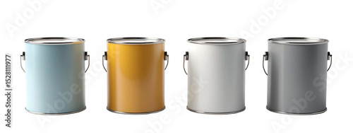 A set of four paint cans with handles