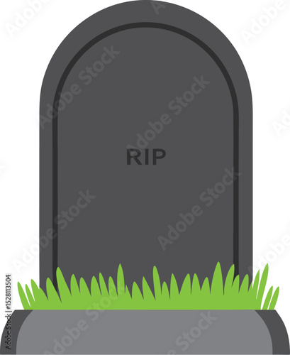 Simple Tombstone with Grass Illustration for Halloween or Memorial Day