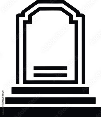 Simple Black and White Tombstone Icon with Steps Leading Upward
