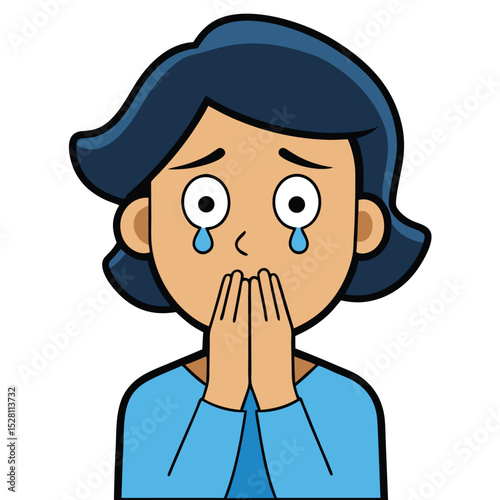 A person with their hand covering their mouth, muffling a gasp of surprise or shock.