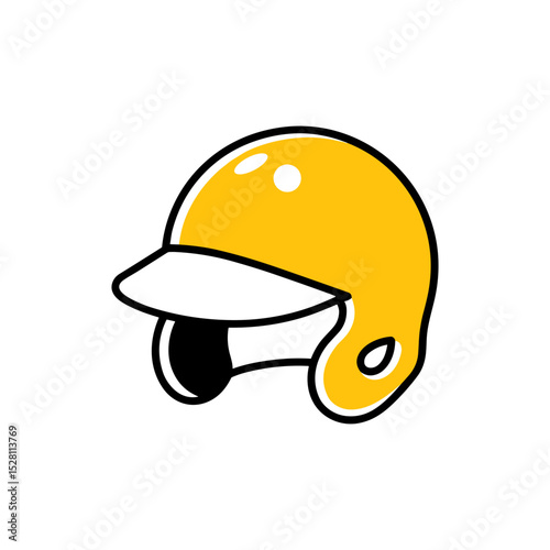 Yellow baseball helmet with glossy finish against a white background  