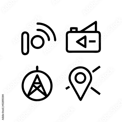 Camera Music Gallery Location Phone Outline Vector Icons