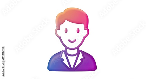 3D user icon or avatar with gradient colors on white background

