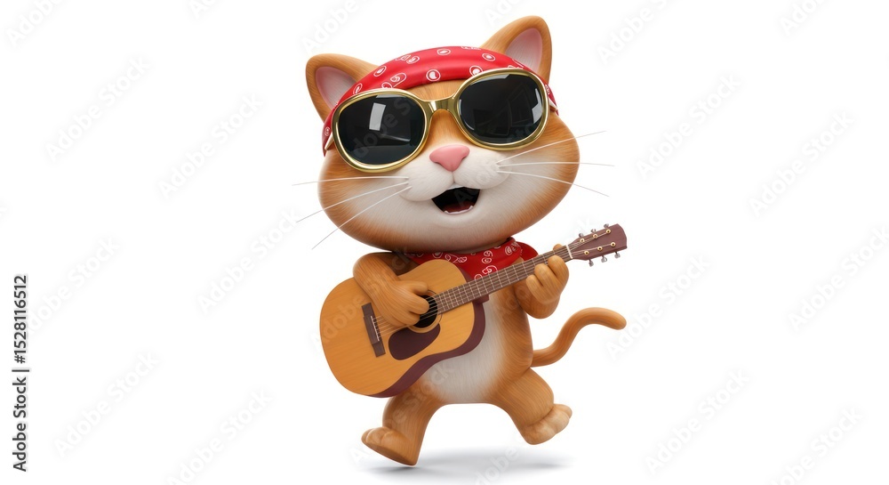 Naklejka premium Cool Cat Musician