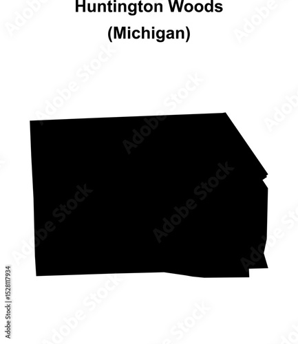 Huntington Woods (Michigan) blank outline map