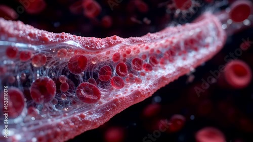 Extreme Close-Up of Red Blood Cells Flowing Through Capillaries - Loop Animation