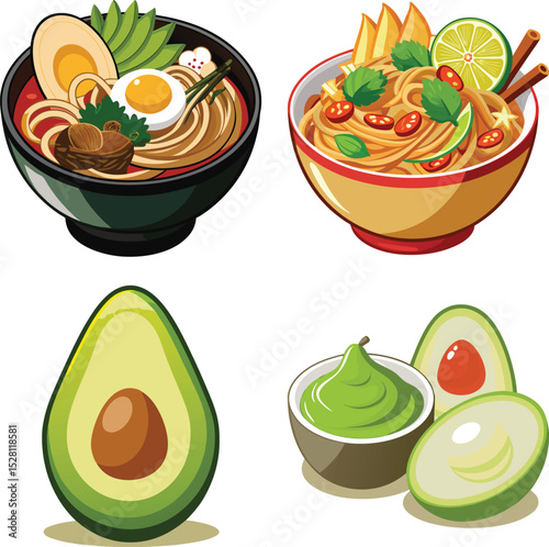 Set of cartoon fast food colorful isolated on a white background

