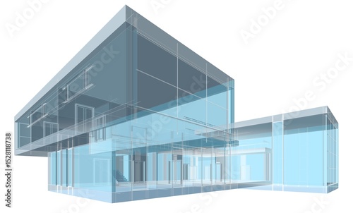 Fototapeta Naklejka Na Ścianę i Meble -  House building sketch architectural 3d rendering