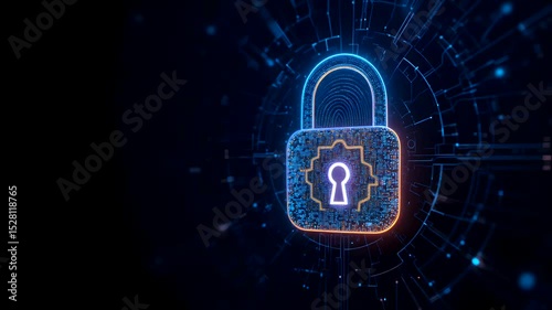 Fingerprint Lock Digital Security Symbol - Loop Animation