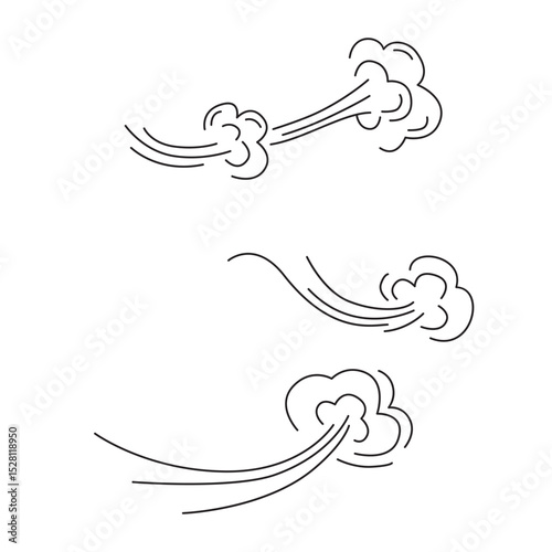 Set of line wind design. Nature element sign and symbol.