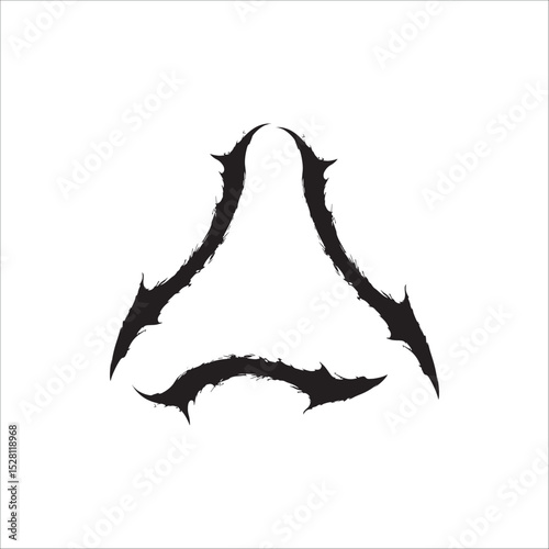 curved ragged lines are folded into a triangle, individually resembling a boomerang