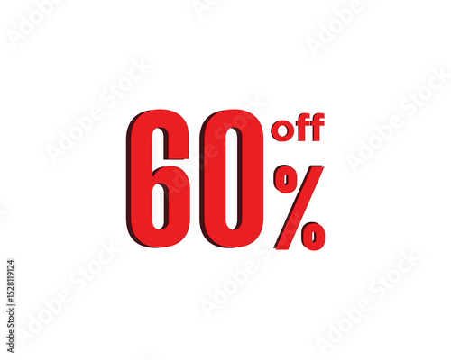 Sale Discount Label. Ethnic Shape Sale Promotion Stamp. Price Flat 60% Off Tag. Red and White Sale Label.