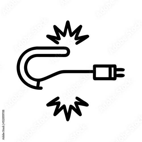 Broken earphone icon illustration damaged wired headset
