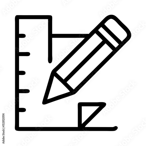 Pencil and ruler icon design for measurement and drawing