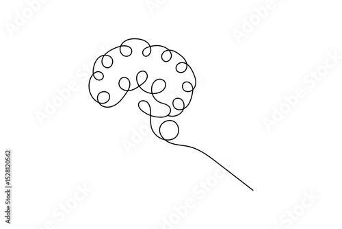 Human brain continuous one line drawing isolated vector illustration
