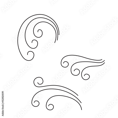 Set of line wind design. Nature element sign and symbol.