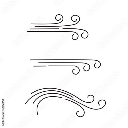 Set of line wind design. Nature element sign and symbol.