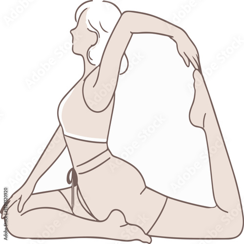 vector illustration of older woman stretching
