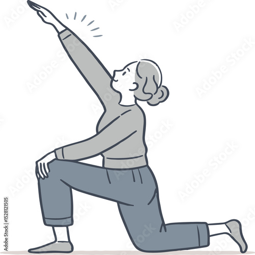 vector illustration of older woman stretching
