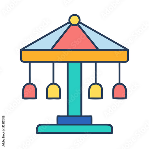 Colorful carousel ride illustration for children s book or app