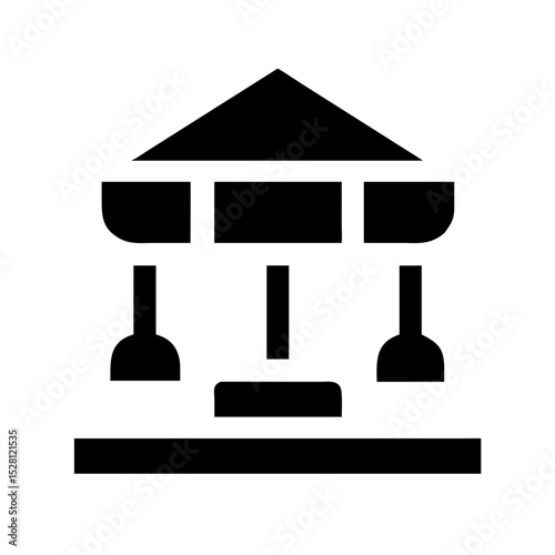 Simple black icon of a carousel ride for amusement park