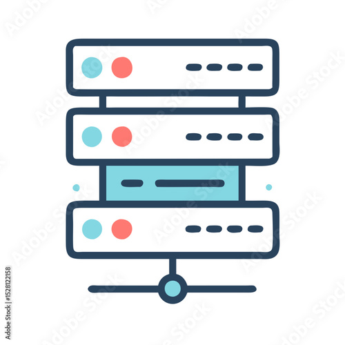 Server rack illustration network data center technology icon