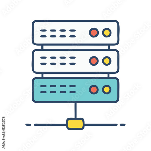 Illustration of a server rack with network connection