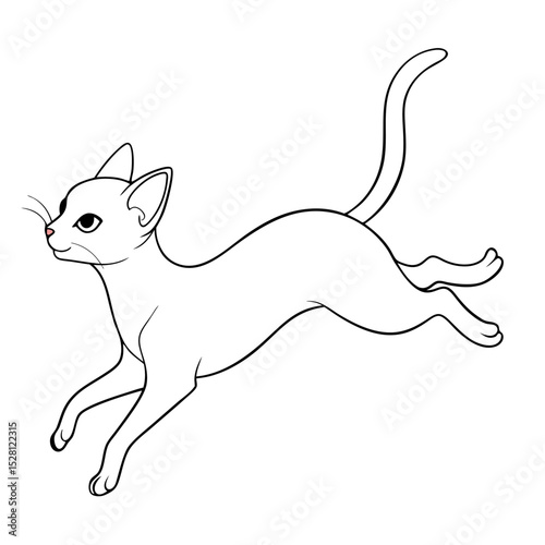 Cartoon cat leaping in mid-air with elegant posture and style  