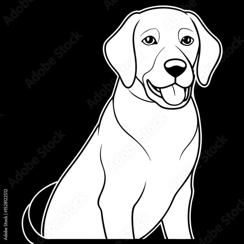 Labrador dog sitting and smiling against a black background - Concept of Animals  