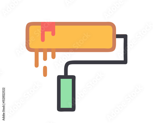 Paint roller icon dripping paint flat design illustration