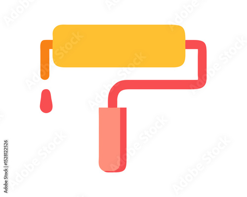 Simple illustration of a paint roller with dripping paint