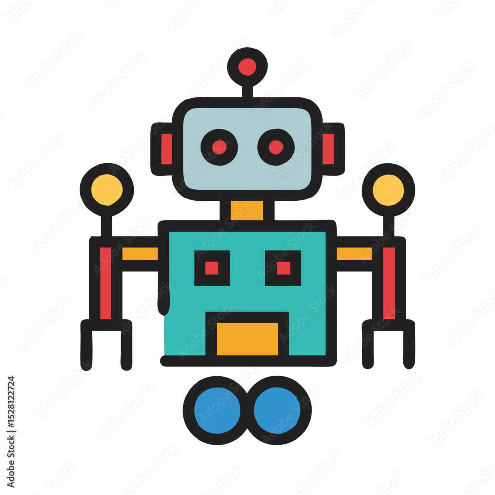 Fototapeta premium Friendly cartoon robot illustration for kids technology