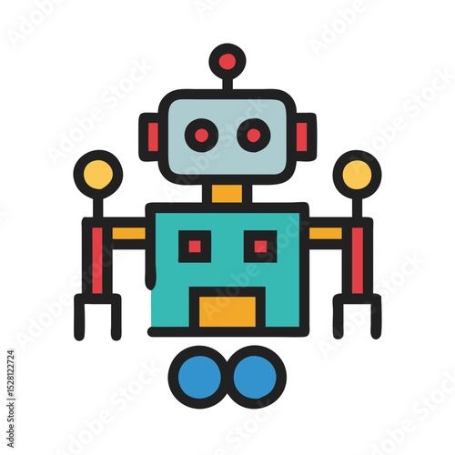 Friendly cartoon robot illustration for kids technology