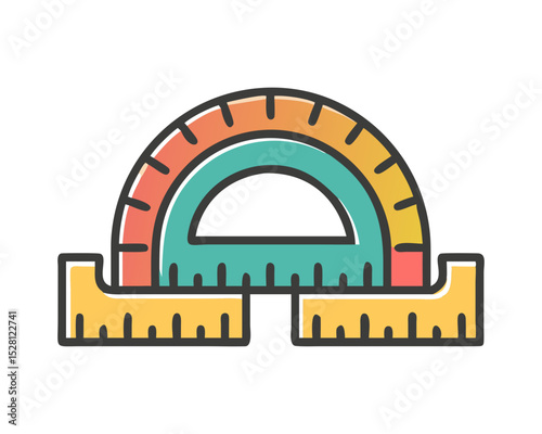 Colorful protractor and ruler illustration for education