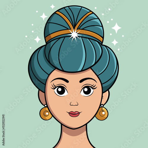 A woman with an elaborate updo and a single hair ornament, showcasing elegance, style, and beauty.