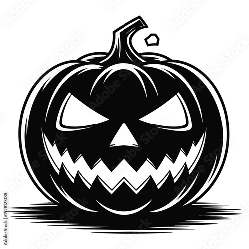 Black and White Halloween Jackolantern Illustration
