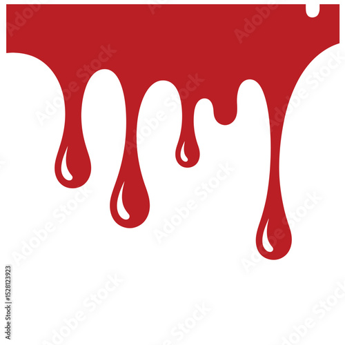 Red Liquid Dripping Down White Background drops paint
