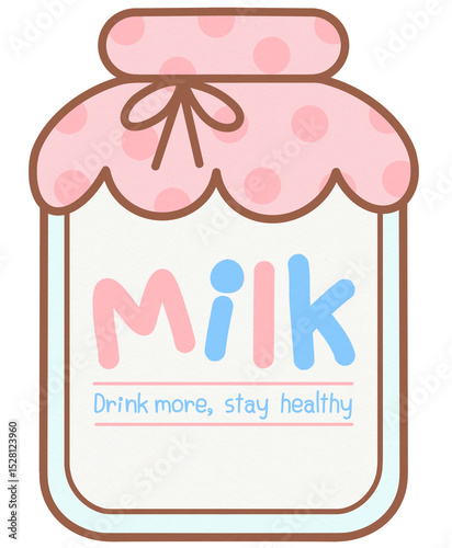 cute sweet hand drawn a bottle of fresh milk