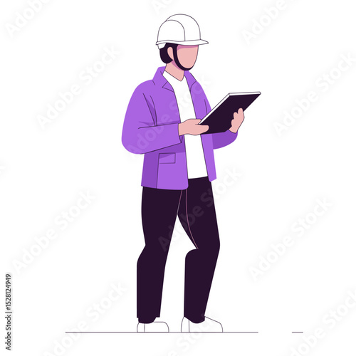 vector builder stands on white background minimalism .Generative AI