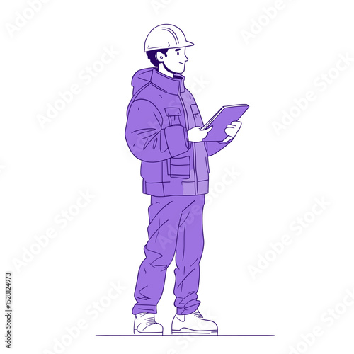 vector builder stands on white background minimalism .Generative AI