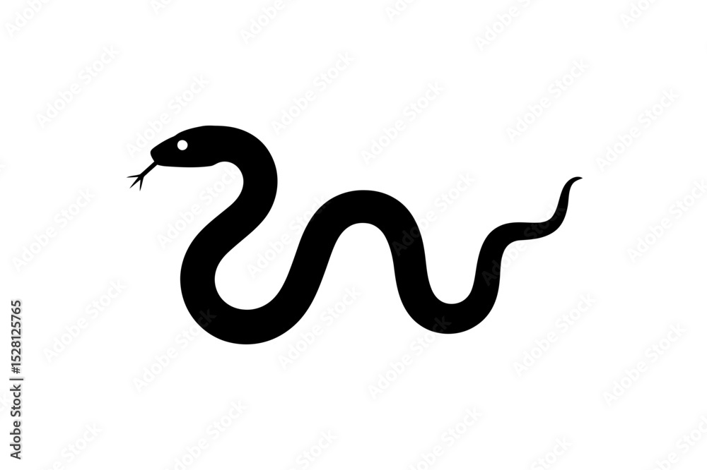 Fototapeta premium Black snake silhouette vector reptile illustration
