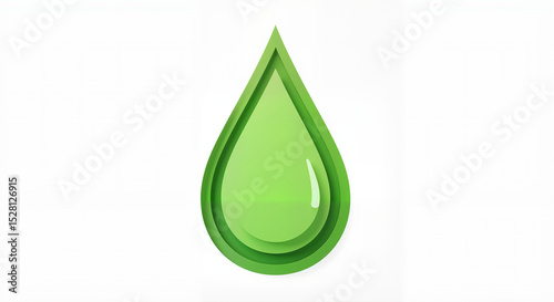 Green water droplet in a modern design style  