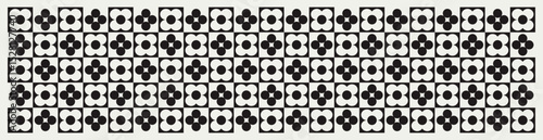 Mid century modern floral geometric pattern in black and white. Graphical illustration for a unique banners, textiles and home décor.